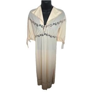 Jeanine Made In Italy Cream Sheer Long Sleep Nightgown Boho Hippie Size 42